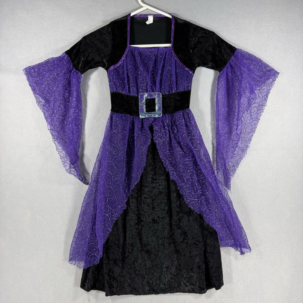 Costumes USA Child Witch Sorceress Costume Girls Size 4-6 Purple Black Dress